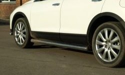 Защита порогов из круглой трубы d76 мм Металл Дизайн Mazda CX-9  TB (2007-2009) дорестайлинг (полированная нержавейка)