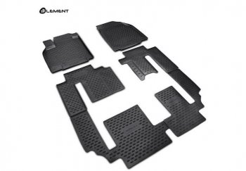 Комплект 3D ковриков салона Element (полиуретан) Mazda CX-9  TB (2007-2015) дорестайлинг, 1-ый рестайлинг, 2-ой рестайлинг (Черные)