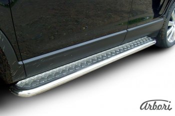 14 219 р. Защита штатных порогов с листом Arbori (нержавейка, алюминий, d57) Mazda CX-9 TB дорестайлинг (2007-2009)  с доставкой в г. Пермь. Увеличить фотографию 2