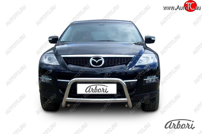 30 059 р. Защита переднего бампера Arbori (низкая, нержавейка, 1 труба d57 mm).  Mazda CX-9  TB (2007-2012) дорестайлинг, 1-ый рестайлинг  с доставкой в г. Пермь