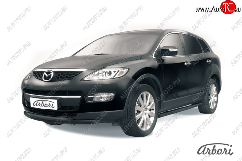 9 989 р. Защита переднего бампера Arbori (черная, 2 трубы d57 и 57 mm) Mazda CX-9 TB дорестайлинг (2007-2009)  с доставкой в г. Пермь