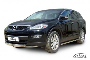 25 999 р. Защита переднего бампера Arbori (нержавейка, 2 трубы d57 и 57 mm) Mazda CX-9 TB дорестайлинг (2007-2009)  с доставкой в г. Пермь. Увеличить фотографию 2