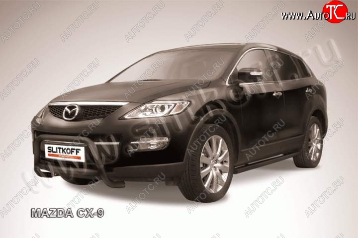 21 499 р. Кенгурятник d57 низкий Slitkoff  Mazda CX-9  TB (2007-2012) дорестайлинг, 1-ый рестайлинг (Цвет: серебристый)  с доставкой в г. Пермь