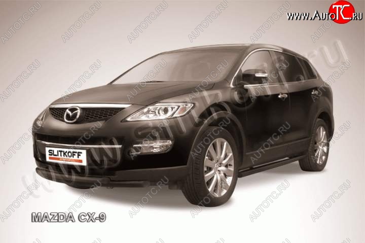 10 299 р. защита переднего бампера Slitkoff Mazda CX-9 TB дорестайлинг (2007-2009) (Цвет: серебристый)  с доставкой в г. Пермь