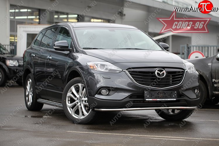16 199 р. Защита переднего бампера одинарная Souz-96 Premium Long (d42)  Mazda CX-9  TB (2012-2015) 2-ой рестайлинг  с доставкой в г. Пермь