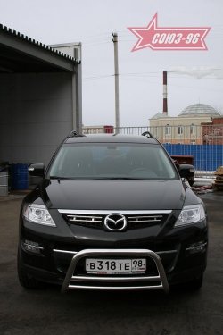 13 409 р. Защита переднего бампера (дорестайлинг) Souz-96 (d60) Mazda CX-9 TB дорестайлинг (2007-2009)  с доставкой в г. Пермь. Увеличить фотографию 2
