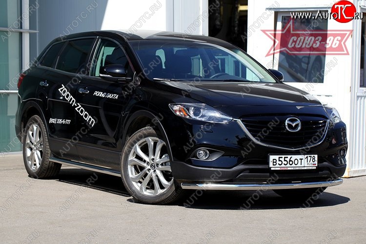 18 179 р. Защита переднего бампера одинарная рестайлинг Souz-96 (d60). Mazda CX-9 TB дорестайлинг (2007-2009)  с доставкой в г. Пермь