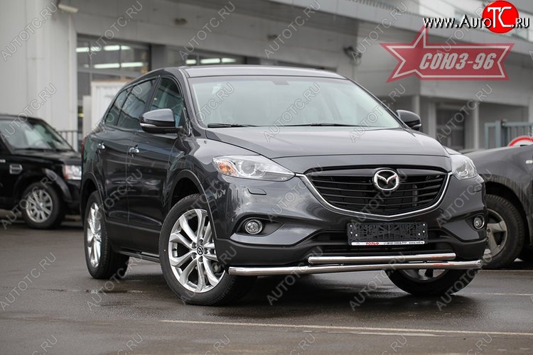 21 194 р. Защита переднего бампера двойная Souz-96 (d60/42). Mazda CX-9 TB дорестайлинг (2007-2009)  с доставкой в г. Пермь