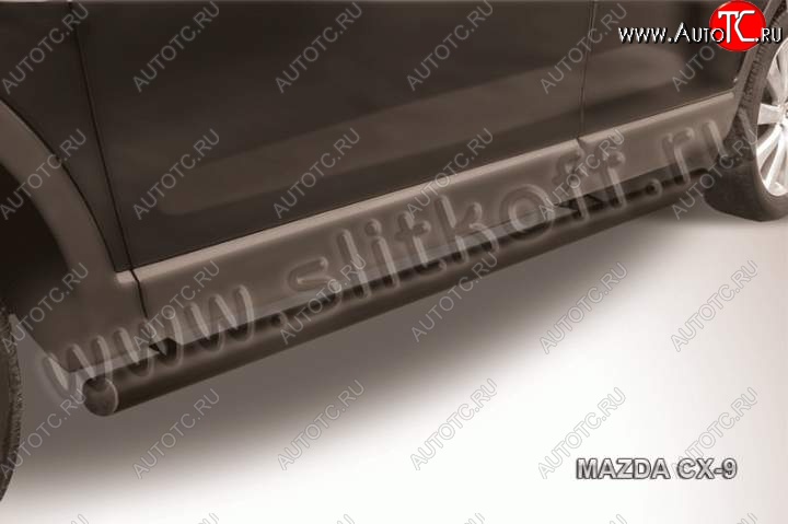 9 899 р. Защита порогов Slitkoff Mazda CX-9 TB дорестайлинг (2007-2009) (Цвет: серебристый)  с доставкой в г. Пермь