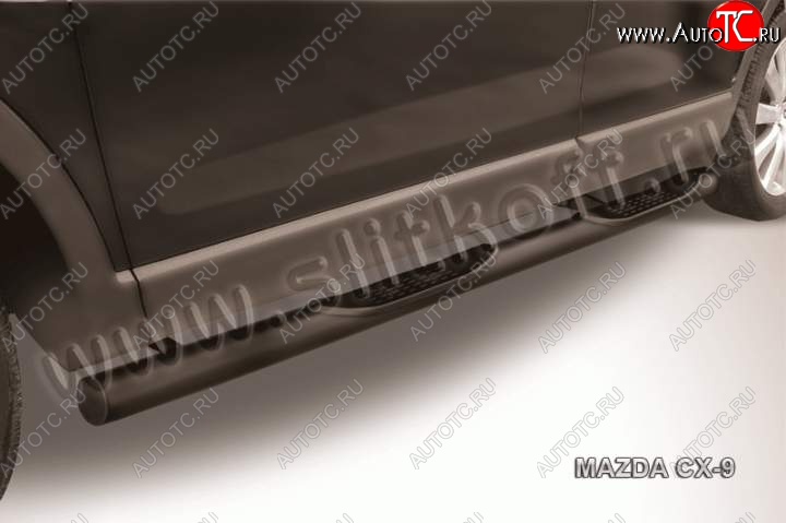 12 399 р. Защита порогов Slitkoff Mazda CX-9 TB дорестайлинг (2007-2009) (Цвет: серебристый)  с доставкой в г. Пермь