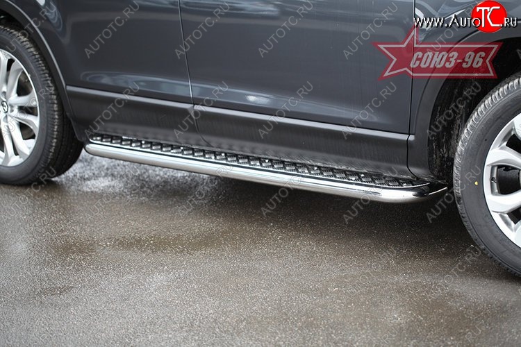 25 244 р. Защита порогов с листом рестайлинг Souz-96 (d60).  Mazda CX-9  TB (2007-2009) дорестайлинг  с доставкой в г. Пермь
