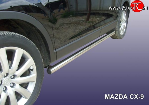 14 999 р. Защита порогов из круглой трубы диаметром 76 мм Slitkoff Mazda CX-9 TB дорестайлинг (2007-2009) (Нержавейка, Полированная)  с доставкой в г. Пермь
