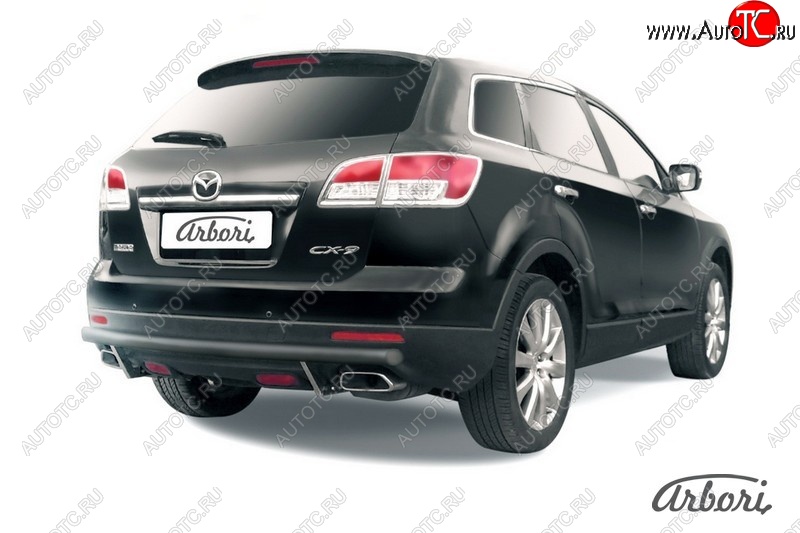 7 379 р. Защита заднего бампера Arbori (черная, 1 труба d57 mm).  Mazda CX-9  TB (2007-2009) дорестайлинг  с доставкой в г. Пермь
