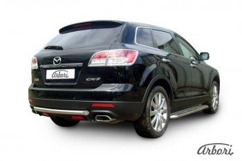 8 999 р. Защита заднего бампера Arbori (короткая, нержавейка, 1 труба d57 mm). Mazda CX-9 TB дорестайлинг (2007-2009)  с доставкой в г. Пермь. Увеличить фотографию 2
