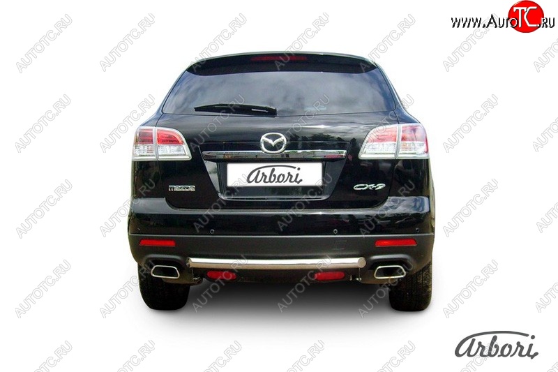 8 999 р. Защита заднего бампера Arbori (короткая, нержавейка, 1 труба d57 mm). Mazda CX-9 TB дорестайлинг (2007-2009)  с доставкой в г. Пермь