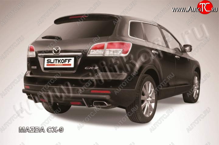 7 599 р. Защита задняя Slitkoff  Mazda CX-9  TB (2007-2009) дорестайлинг (Цвет: серебристый)  с доставкой в г. Пермь