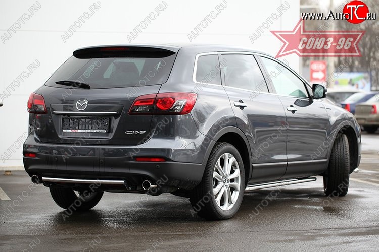 13 409 р. Защита заднего бампера из короткой трубы d42 Souz-96  Mazda CX-9  TB (2007-2009) дорестайлинг  с доставкой в г. Пермь