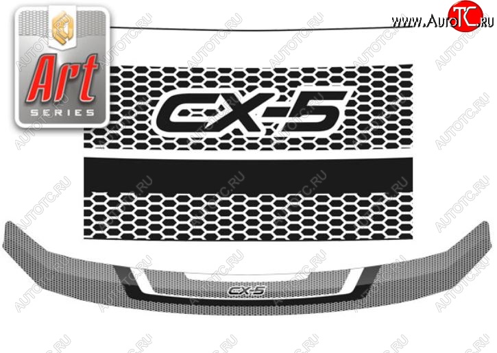 2 199 р. Дефлектор капота CA-Plastiс  Mazda CX-5  KF (2016-2025) (Серия Art черная)  с доставкой в г. Пермь
