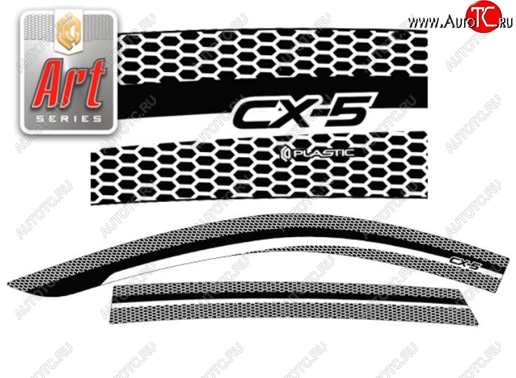 2 199 р. Дефлектора окон CA-Plastic  Mazda CX-5  KF (2016-2025) (Серия Art черная, Без хром.молдинга)  с доставкой в г. Пермь