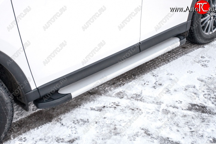 13 349 р. Алюминиевые пороги для ног Slitkoff (Optima)  Mazda CX-5  KF (2016-2025) (Чёрные)  с доставкой в г. Пермь