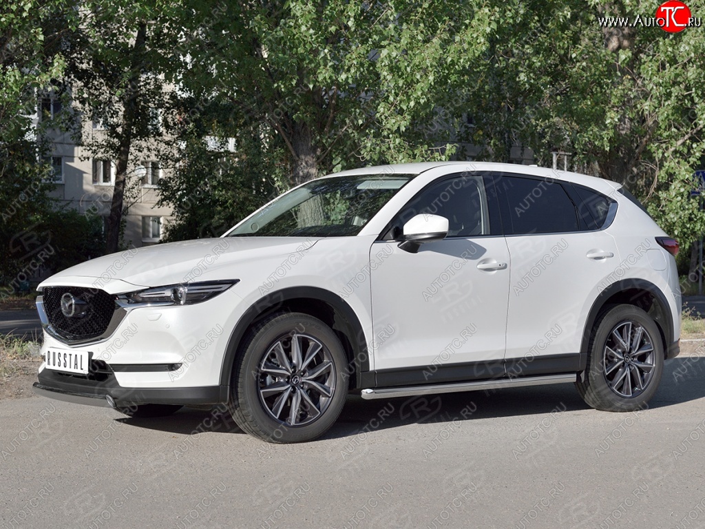 11 599 р. Защита переднего бампера из овальной трубы диаметром 75x42 мм Russtal Mazda CX-5 KF (2016-2025)  с доставкой в г. Пермь