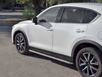 24 649 р. Широкая защита порогов с трубой диаметром 42 мм SLITKOFF v1  Mazda CX-5  KF (2016-2025)  с доставкой в г. Пермь. Увеличить фотографию 2