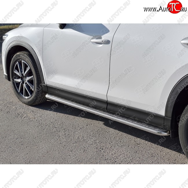 24 649 р. Широкая защита порогов с трубой диаметром 42 мм SLITKOFF v1  Mazda CX-5  KF (2016-2025)  с доставкой в г. Пермь