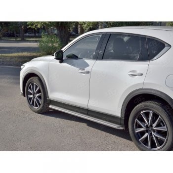 35 549 р. Широкая защита порогов с трубой диаметром 42 мм SLITKOFF v3  Mazda CX-5  KF (2016-2025)  с доставкой в г. Пермь. Увеличить фотографию 2