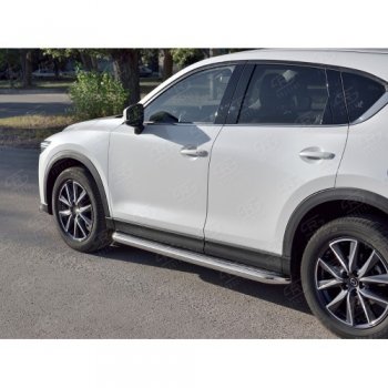 32 849 р. Защита порогов из круглой трубы диаметром 63 мм SLITKOFF v1  Mazda CX-5  KF (2016-2025)  с доставкой в г. Пермь. Увеличить фотографию 2