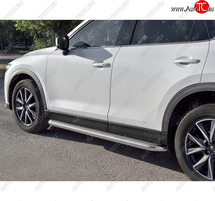 32 849 р. Защита порогов из круглой трубы диаметром 63 мм SLITKOFF v1  Mazda CX-5  KF (2016-2025)  с доставкой в г. Пермь