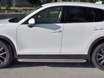 43 999 р. Порожки для ног (Ø63) SLITKOFF  Mazda CX-5  KF (2016-2025) (лист - нержавейка, профиль - нержавейка)  с доставкой в г. Пермь. Увеличить фотографию 2
