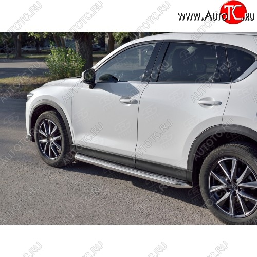 43 999 р. Порожки для ног (Ø63) SLITKOFF  Mazda CX-5  KF (2016-2025) (лист - нержавейка, профиль - нержавейка)  с доставкой в г. Пермь