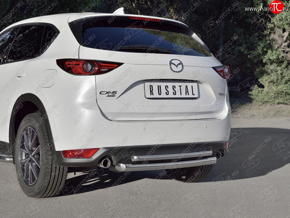 16 649 р. Защита заднего бампера (Ø63 и 42 мм, нержавейка) SLITKOFF  Mazda CX-5  KF (2016-2025)  с доставкой в г. Пермь
