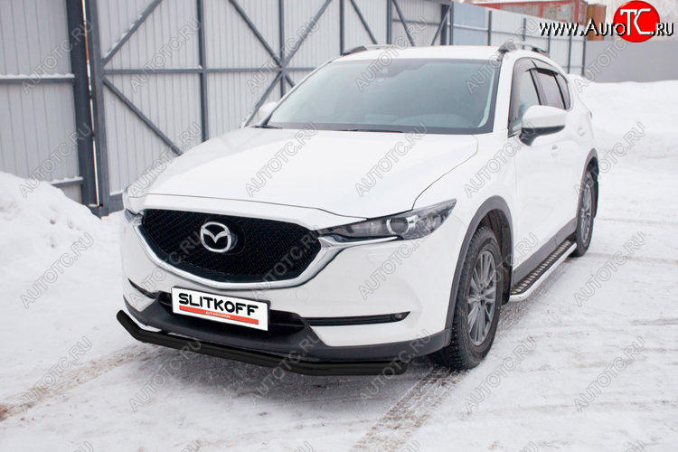 12 099 р. Защита переднего бампера Slitkoff (Ø 57 мм).  Mazda CX-5  KF (2016-2025) (Сталь с полимерным покрытием. Цвет: черный)  с доставкой в г. Пермь