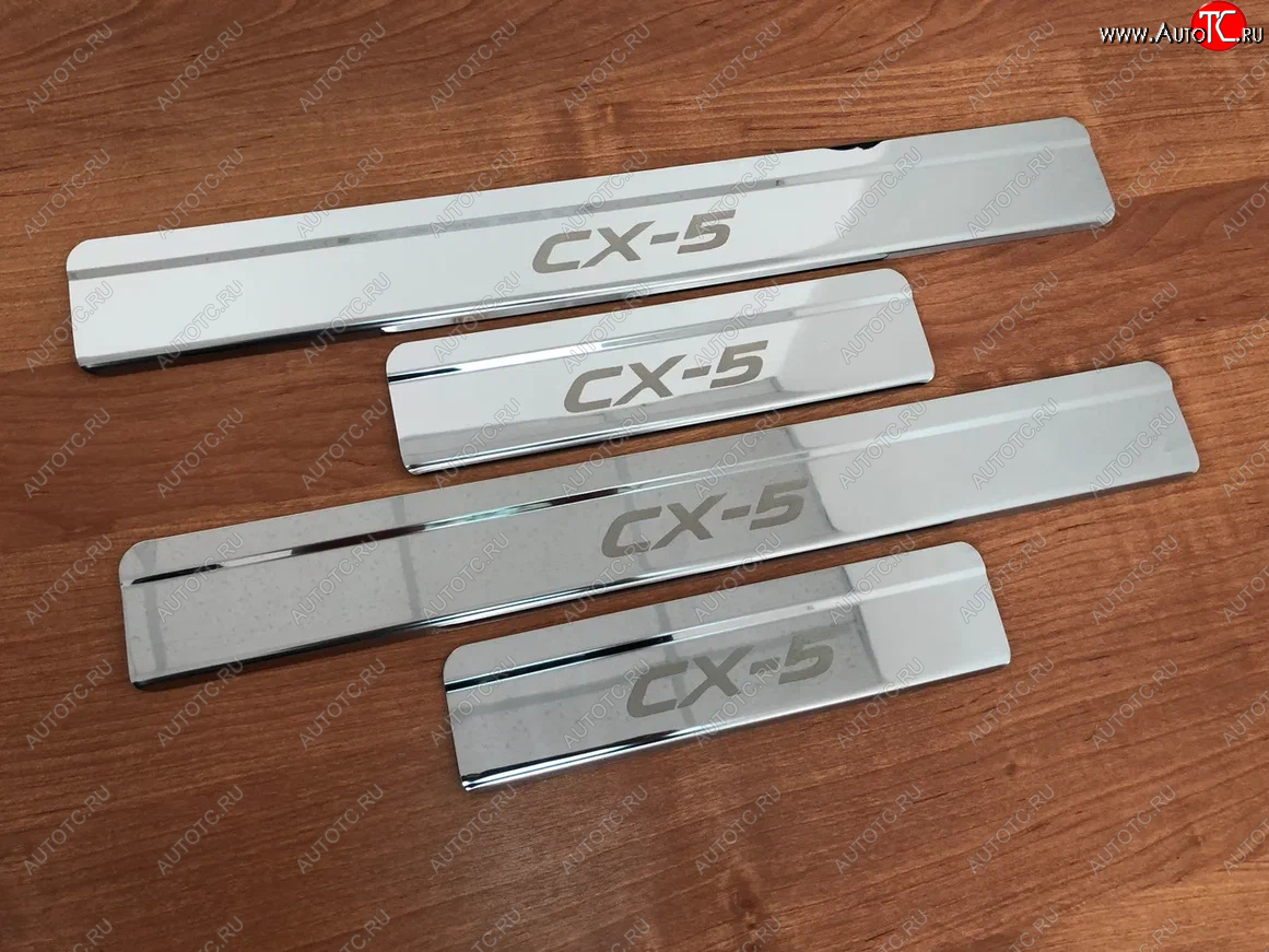 2 199 р. Накладки порожков салона INOX Mazda CX-5 KF (2016-2025) (Нержавеющая сталь)  с доставкой в г. Пермь