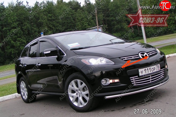 6 974 р. Декоративные элементы решетки радиатора Souz-96 (d16)  Mazda CX-7  ER (2006-2010) дорестайлинг  с доставкой в г. Пермь