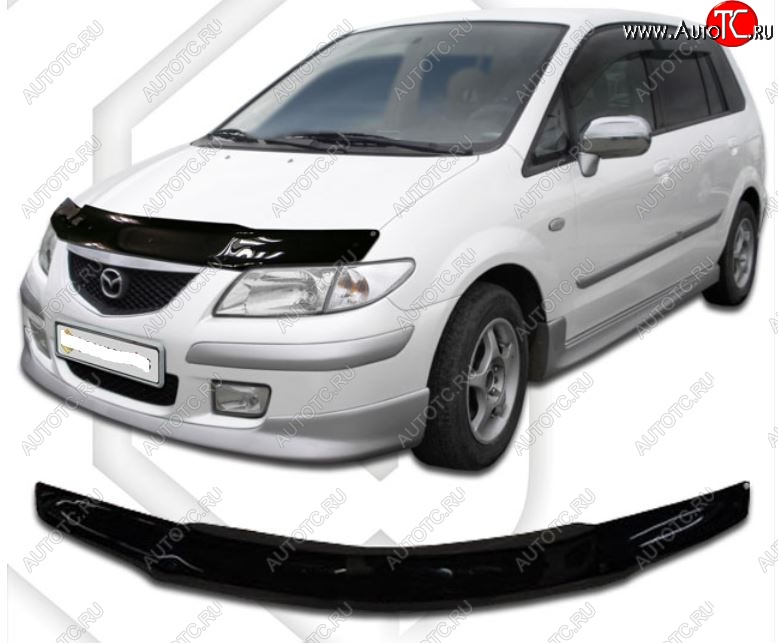 2 159 р. Дефлектор капота CA-Plastic) Mazda MPV LW дорестайлинг (1999-2002) (Classic черный, Без надписи)  с доставкой в г. Пермь