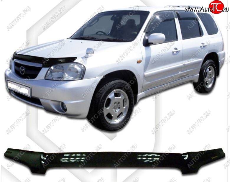 2 079 р. Дефлектор капота CA-Plastic  Mazda Tribute (2000-2007)  дорестайлинг (серия Classic черный, Без надписи)  с доставкой в г. Пермь