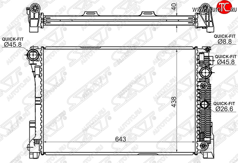 10 249 р. Радиатор двигателя SAT (пластинчатый, МКПП/АКПП) Mercedes-Benz C-Class W204 дорестайлинг седан (2007-2011)  с доставкой в г. Пермь