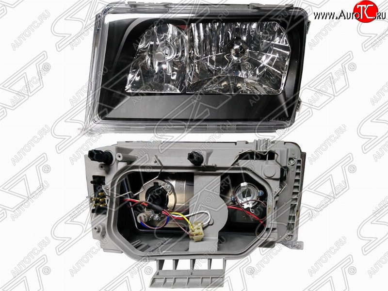 6 299 р. Левая передняя фара SAT (черный хрусталь) Mercedes-Benz E-Class S124 универсал рестайлинг (1993-1996)  с доставкой в г. Пермь