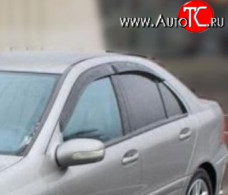 999 р. Комплект дефлекторов окон (ветровиков) 4 шт. Russtal Mercedes-Benz C-Class W203 дорестайлинг седан (2000-2004)  с доставкой в г. Пермь