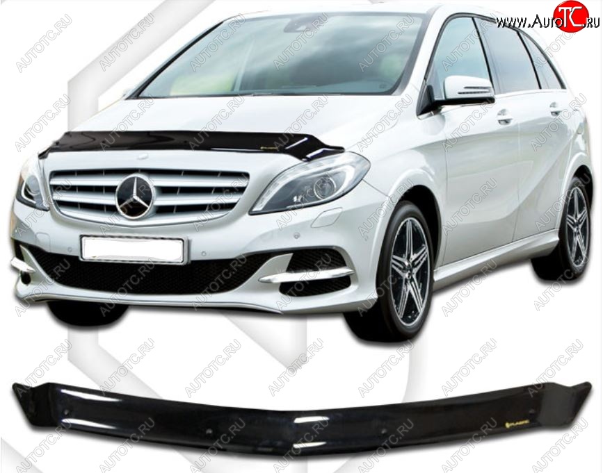 1 899 р. Дефлектор капота CA-Plastic  Mercedes-Benz B-Class  W246/T246 (2011-2018) хэтчбэк (Classic черный, Без надписи)  с доставкой в г. Пермь