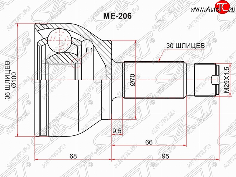 2 579 р. Шрус (наружный) SAT (36*30*70 мм)  Mercedes-Benz Vito  W639 (2003-2014) дорестайлинг, рестайлинг  с доставкой в г. Пермь