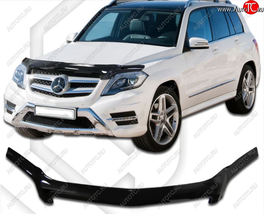 2 159 р. Дефлектор капота CA-Plastic Mercedes-Benz GLK class X204 дорестайлинг (2008-2012) (Classic черный, Без надписи)  с доставкой в г. Пермь