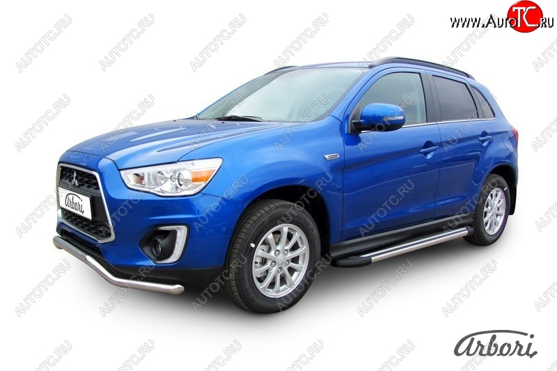 12 509 р. Порожки для ног Arbori Luxe Black Mitsubishi ASX 1-ый рестайлинг (2013-2016)  с доставкой в г. Пермь