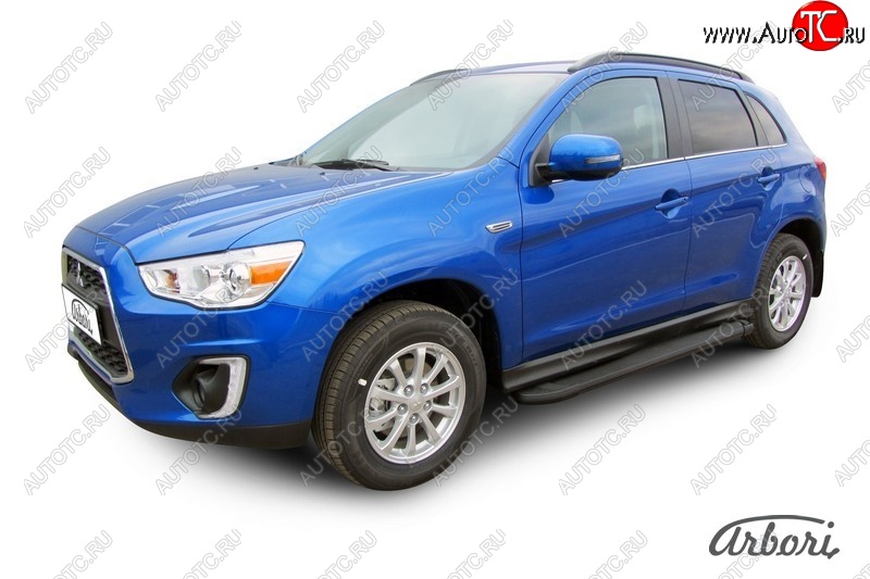 11 609 р. Порожки для ног Arbori Optima Black Mitsubishi ASX 1-ый рестайлинг (2013-2016)  с доставкой в г. Пермь