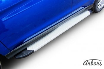 10 979 р. Порожки для ног Arbori Optima Silver Mitsubishi ASX 1-ый рестайлинг (2013-2016)  с доставкой в г. Пермь. Увеличить фотографию 2
