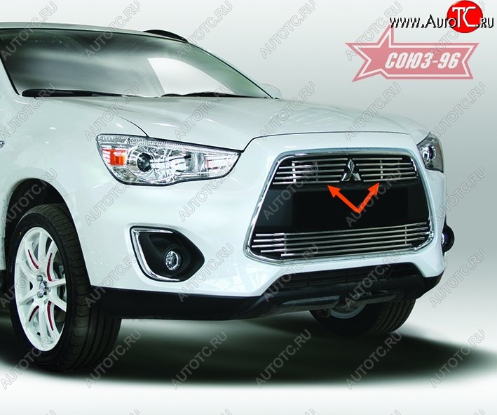 3 959 р. Декоративные элементы решетки радиатора Souz-96 (d10)  Mitsubishi ASX (2013-2016) 1-ый рестайлинг  с доставкой в г. Пермь