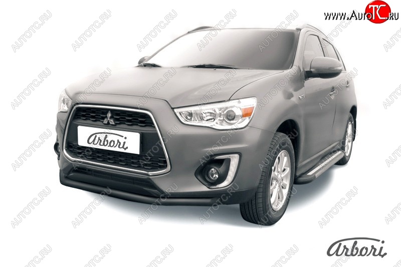 9 539 р. Защита переднего бампера Arbori (черная, 1 труба d57 mm). Mitsubishi ASX 1-ый рестайлинг (2013-2016)  с доставкой в г. Пермь