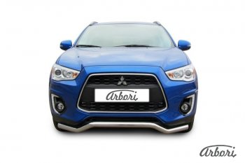 Защита переднего бампера Arbori (волна, нержавейка, 1 труба d57 mm). Mitsubishi ASX (2013-2016) 1-ый рестайлинг
